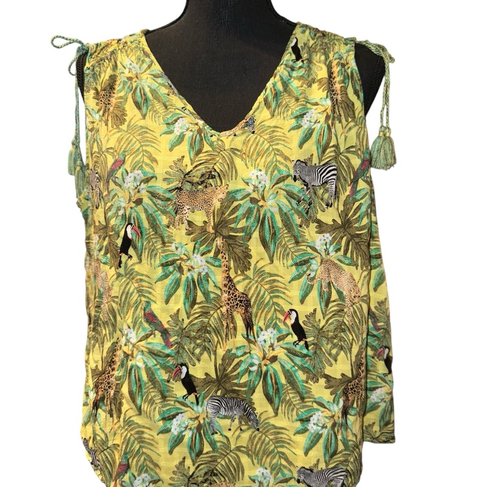 Tropical Safari Print Sleeveless Top size xl